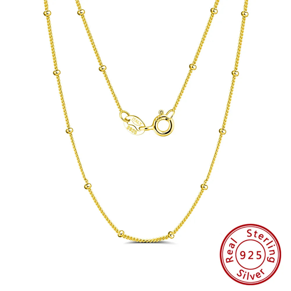 Genuine 925 Sterling Silver Satellite Chains Necklace for Unisex 40-60cm Neck Chain Jewelry Daily Accessories SC22