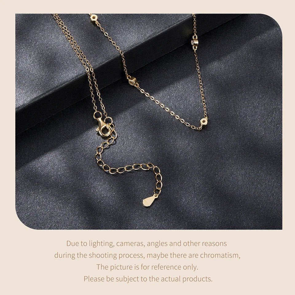 925 Sterling Silver Moissanite Layering Necklace, Gold Plated Adjustable Link Chain Necklace for Women Station Necklace