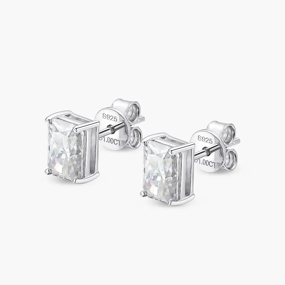 Classic 100% 925 Sterling Silver Real Moissanite Gemstone White Gold Earrings Ear Stud For Women Fine Jewelry Wholesale