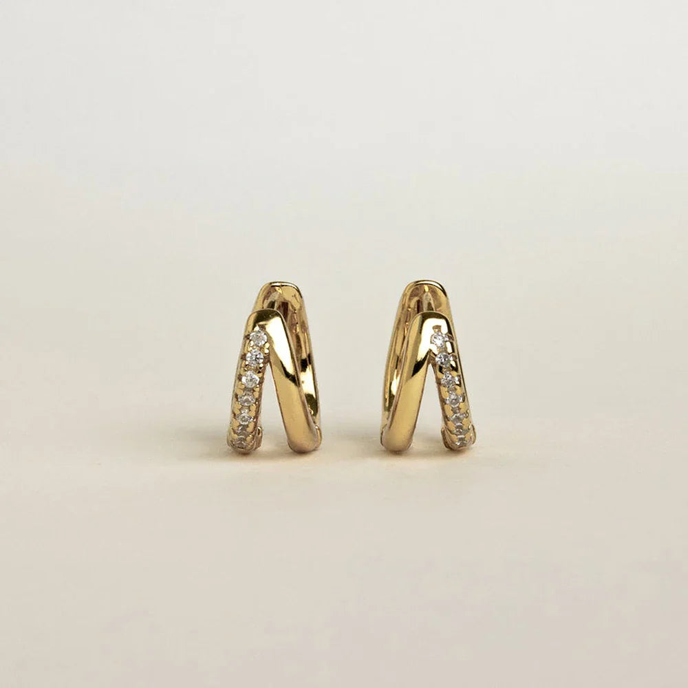 Double Hoop Huggie Moissanite Diamond Earrings for Women 925 Sterling Silver Plated 18k White Yellow Gold Earring Fine Jewelry