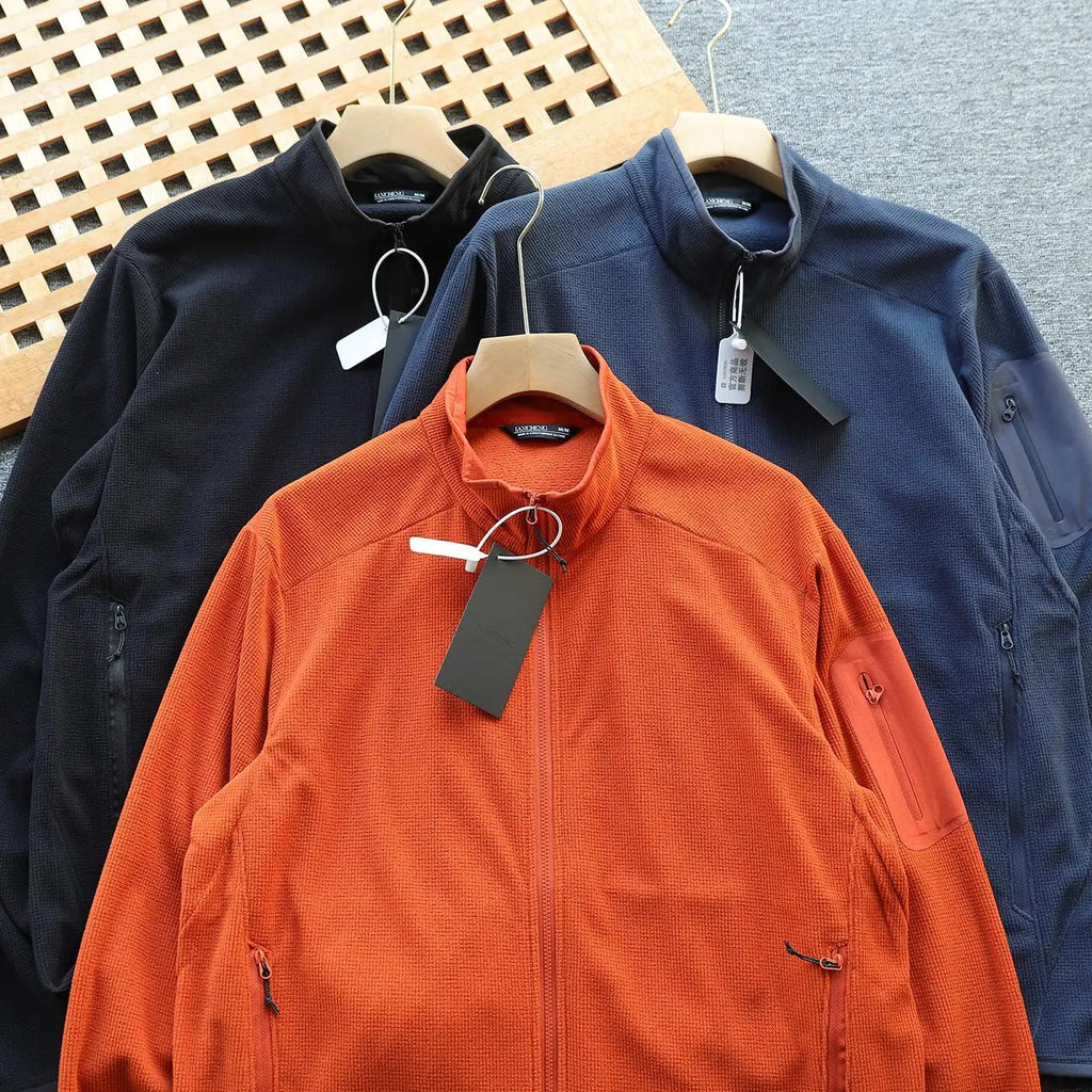 Outdoor Lightweight Fleece Sweatshirt Jacket Men's Zipper Closure Stand Collar Technical Fabric Comfortable Youth Fashion