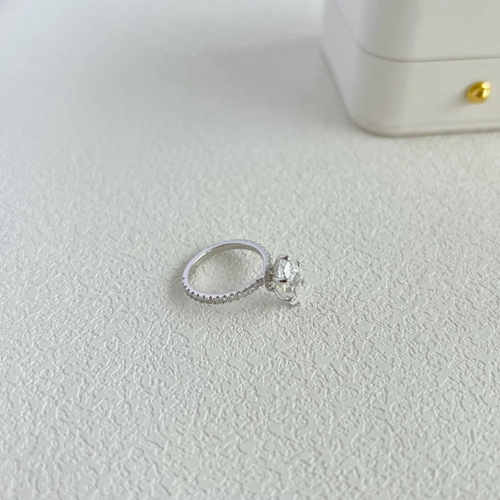 18K Gold Plated 925 Sterling Silver Crushed Ice Cut Lab Sapphire Gemstone Wedding Party Fine Jewelry Rings Wholesale