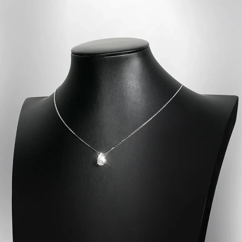 Pear Cut 1/1.5/3/4/5CT D Color Moissanite Pendant Necklace for Women Men 925 Silver Waterdrop Solitaire Diamond Neck Chain