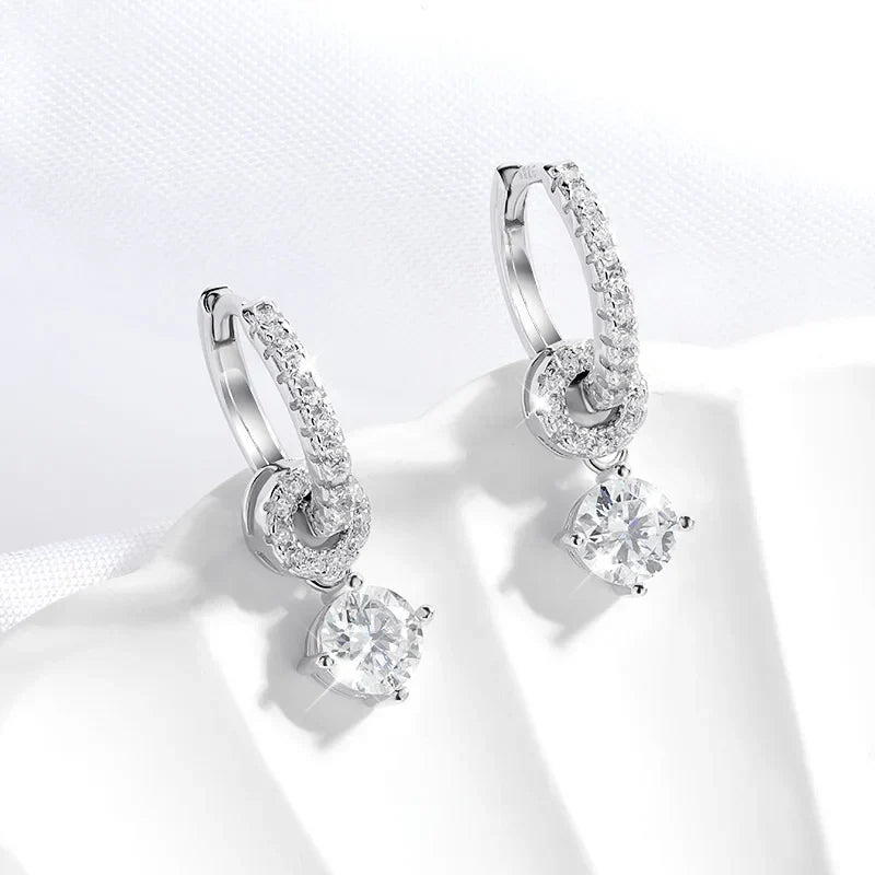 1ct White Gold Plated Moissanite Drop Earring for Women Sparkling Wedding Jewelry 100% 925 Solid Silver Earring Wholesale