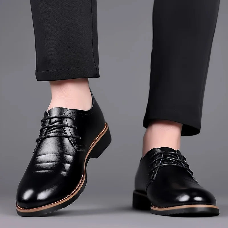 High Quality Formal Leather Men’s Dress Shoes – Brown/Black, EU Sizes 40–48, Classic Fit