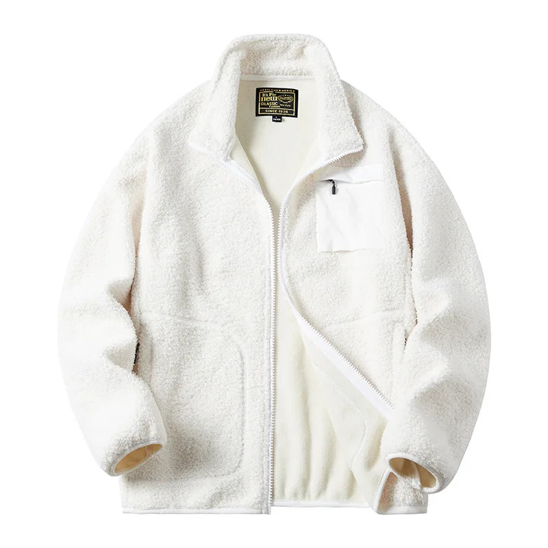 Men Thicken Fleece Padded Coat Berber Fleece Jackets For Men Vintage Stand Collar Polar Fleece Wintre Jacket Warm Tops 패딩