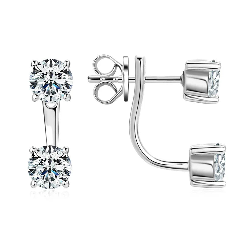 2 in 1 Full D Color Moissanite Stud Earrings for Women S925 Silver 4.6cttw All Diamond Earring Pierced Ear Fine Jewelry