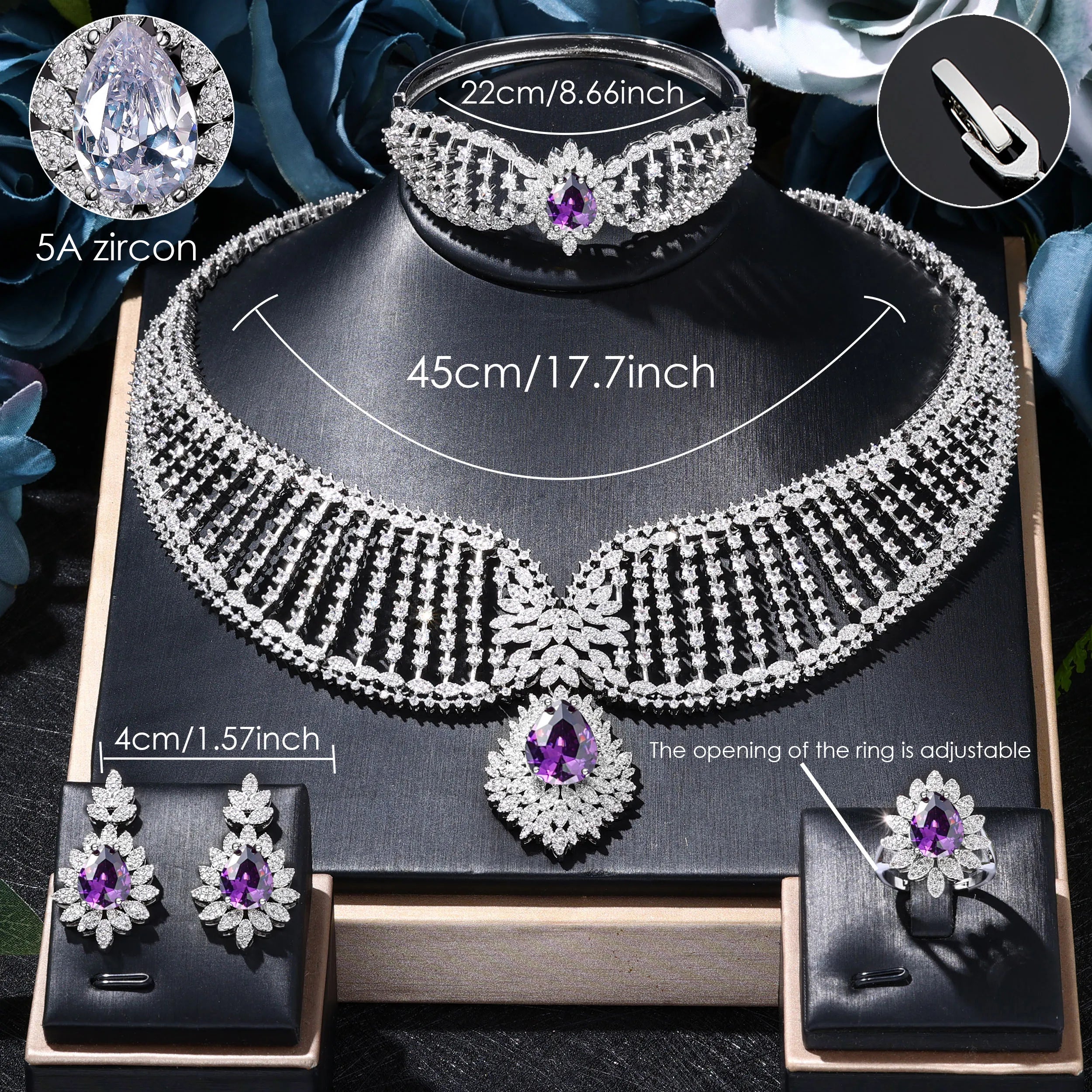 2023 New Dubai 4-Piece Jewelry Set Angel Design Bride Necklace Earring Set AAA Cubic Zirconia Women's Wedding Accessories