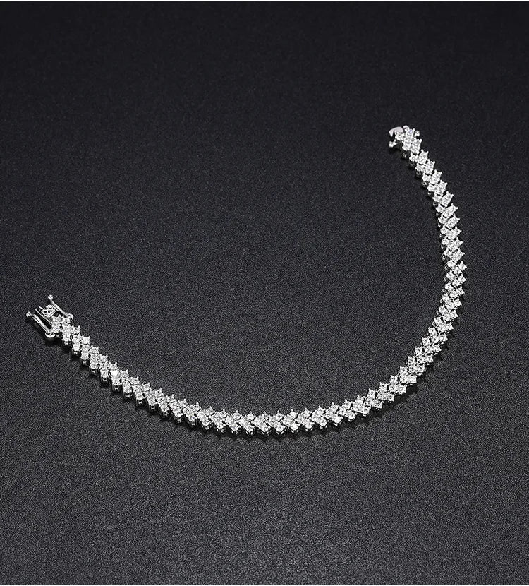 Rhombus Shape Full 1.2mm D Color Moissanite Tennis Bracelet For Women 925 Silver Plated 18k Diamond Link Chain Bracelets