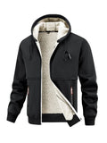 European Winter New Lamb Fleece Thick Coat Men's Outdoor Sports and Leisure Thick Hooded Jacket Top