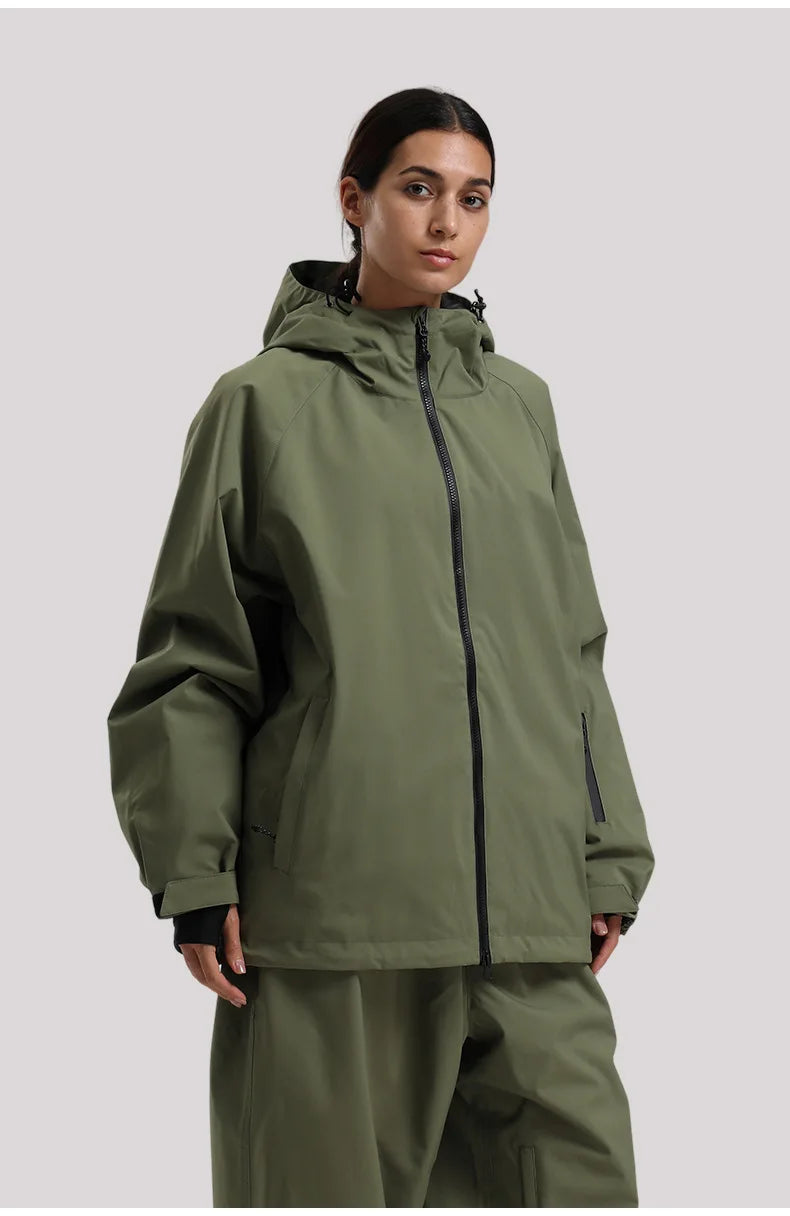 SNOW Winter Ski Jacket Men Waterproof Insulated Snow Tops Super Loose Snowboard Clothes Breathable Windproof Skiing Hoodies