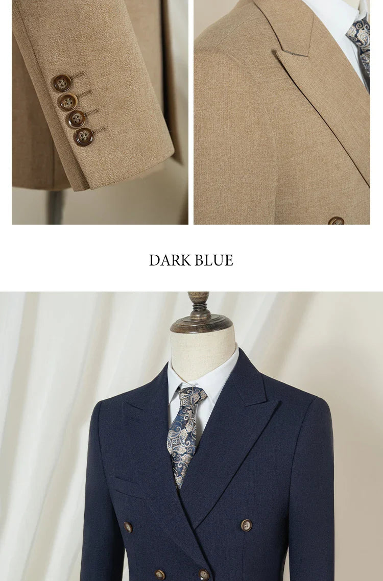 Turkish style Elegant Man Suit khaki 2 Pcs Set Modern Wedding Party Suits for Men Stylish Business office suit