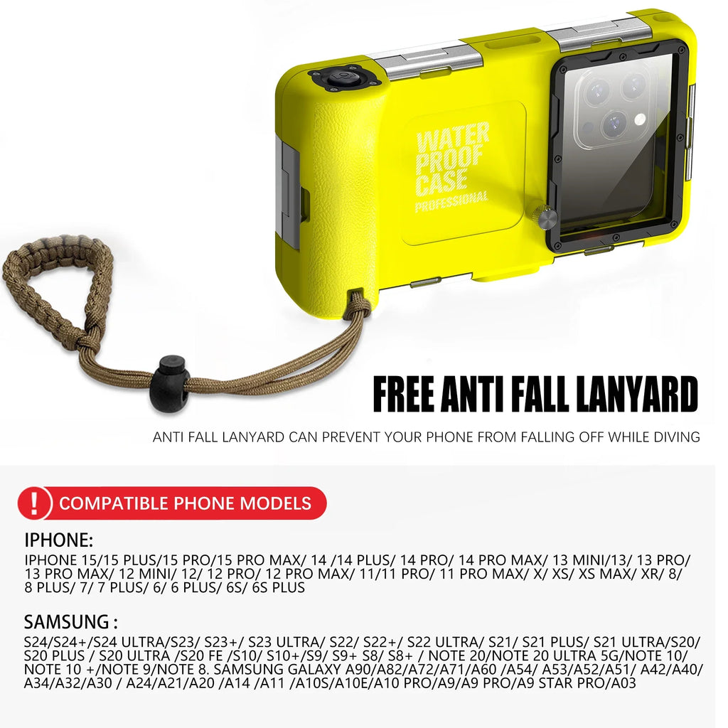 Multi-functional, durable, waterproof, 15m/50ft, universal 6.9 inch waterproof phone case, IP68, professional diving photography