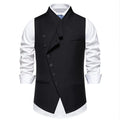 Men's Suit Vest, Chic Solid Slant-breasted Waistcoat for Men, Males Black/Grey Vest for Grooms Wedding Party Business Prom