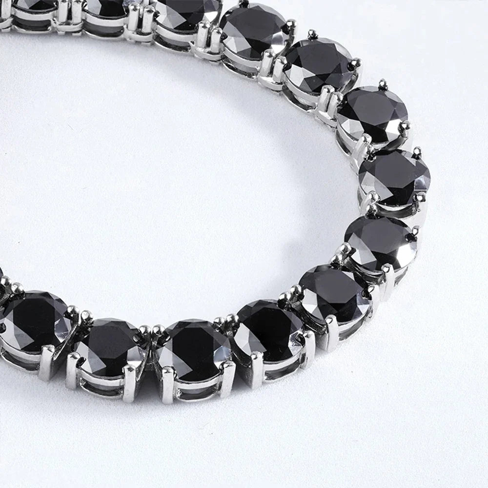 3/4/5/6.5mm Full Black Moissanite Tennis Necklace with GRA 925 Sterling Silver Lab Diamond Hiphop Necklace Jewelry for Men Women