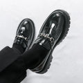 Men's Retro Platform Loafers – Vintage Casual Leather Slip-On Shoes EU 40–48