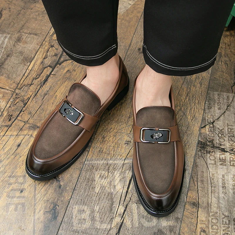 Brand High-quality Brown Loafers for Men Soft Comfortable Men's anti suede Formal Shoes Thick Soled Casual Leather Shoes Mo-2928