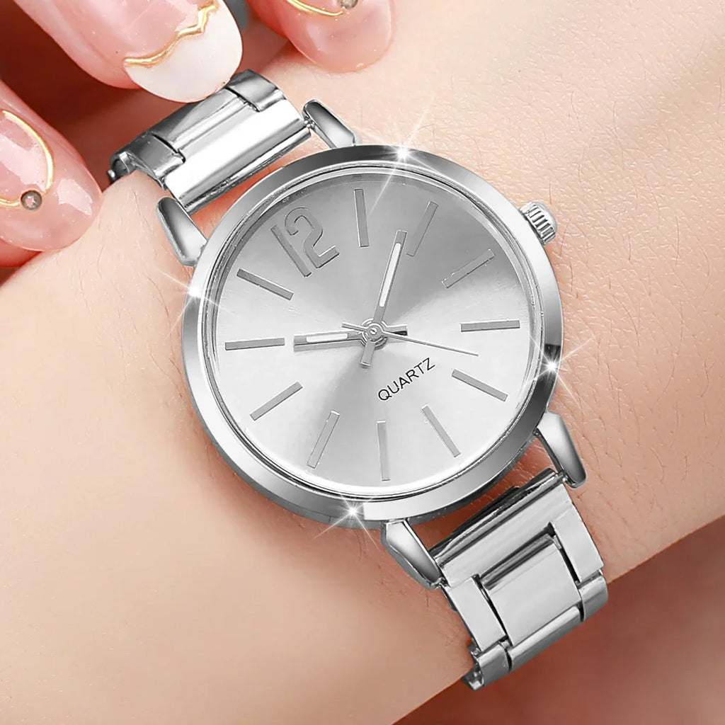 5/6PCS Fashion Women Watches Jewelry Set Luxury Analog Quartz Watch for Women Reloj Mujer Girls Clock Gift（Without Box）