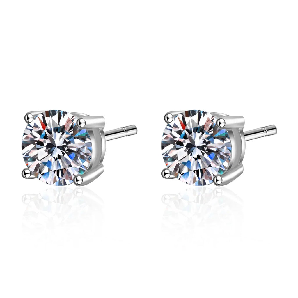 Real 0.2-3CT D Color Moissanite Stud Earrings For Women Party 4 Prong S925 Silver 0.1CT 3mm Pass Diamond Test Earring Gift