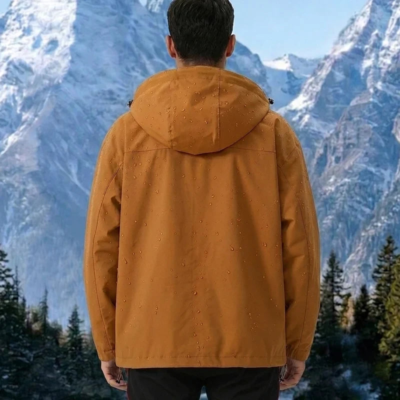 Men's Outdoor Jacket Waterproof Windbreaker Sports Climbing Trekking Multiple Pockets Skiing Softshell Zipper Hooded Jackets