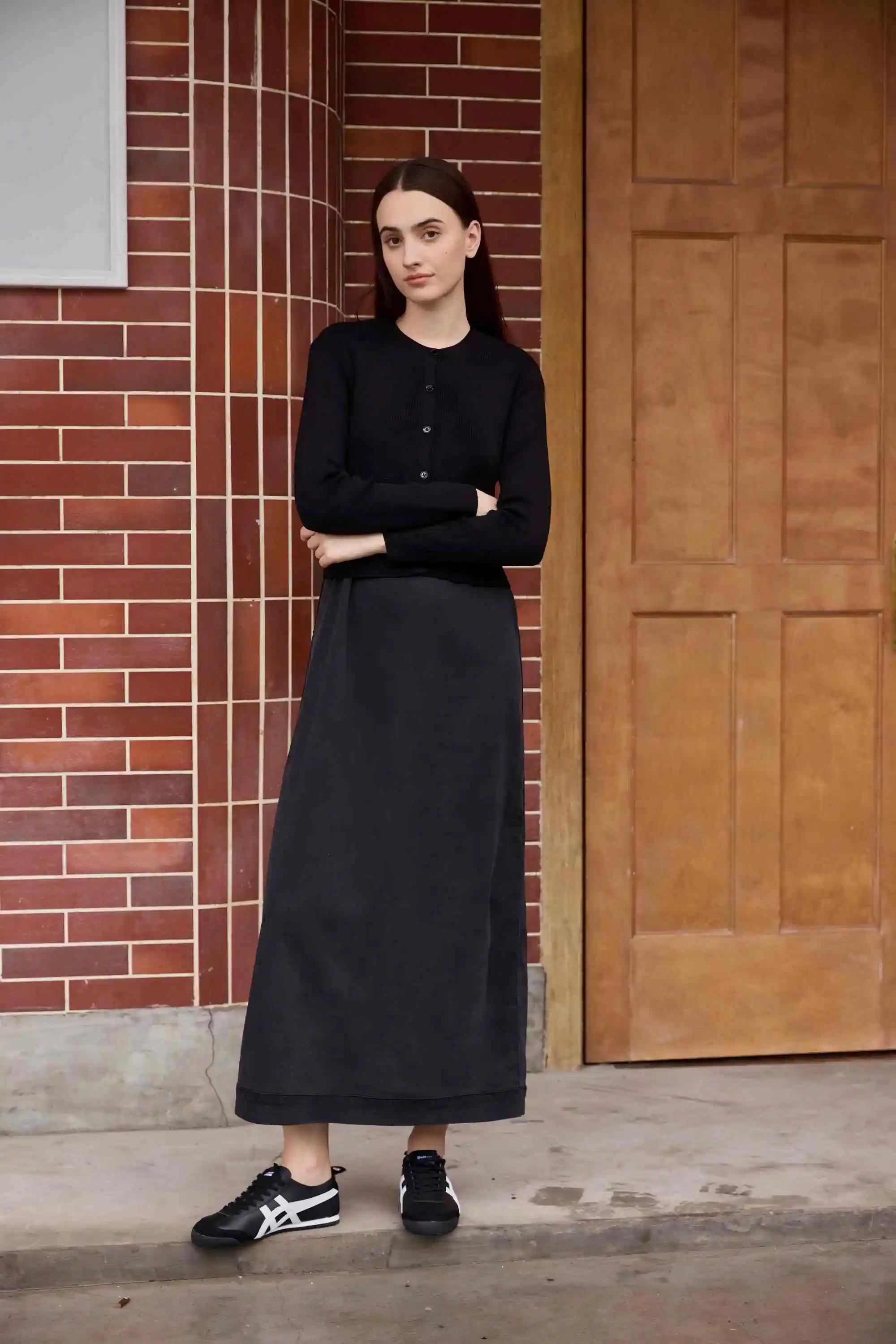Women 2026 Autumn and Winter Denim V-neck Dress Knitting Cardigan Mock Neck Modal Shirt