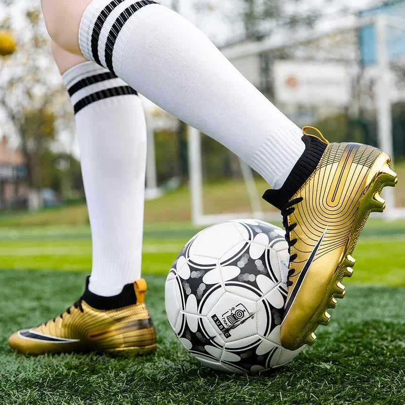 Professional Men Ankle Football Boots Outdoor Grass Cleats Unisex Soccer Shoes Long Spikes Tf Football Shoes Chuteira Society