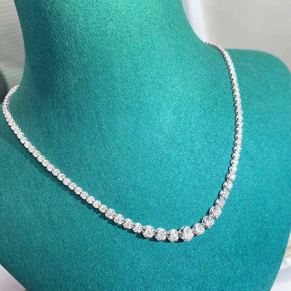 1.2CT Moissanite Tennis Necklace 925 Sterling Silver 18K Gold Plated Gradient High Carbon Diamond Necklaces for Women Adjustable
