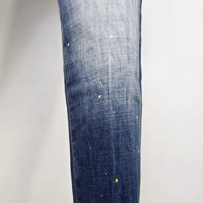 Street Fashion Men Jeans Retro Blue High Quality Elastic Skinny Fit Ripped Jeans Men Patched Designer Hip Hop Brand Pants Hombre