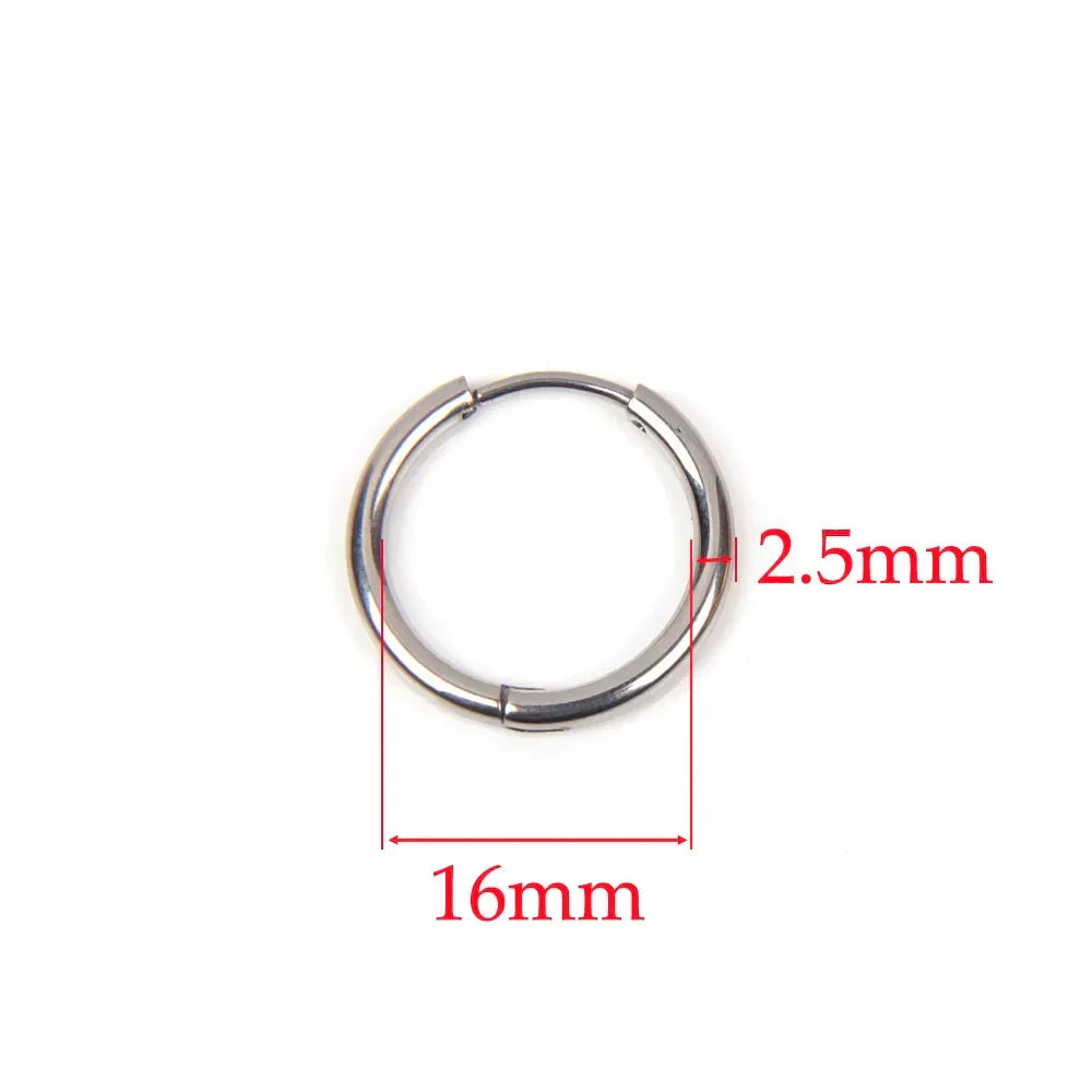 10pcs 316L Stainless Steel Hoop Earrings Women Men Punk Hiphop Circular Ear Buckle Ring Jewelry Gold Color Accessories Wholesale