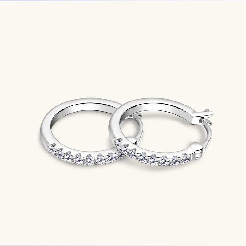 1.8mm D Color Full Moissanite Hoop Earrings for Women Sparkling Wedding Bride Jewelry 100% 925 Sterling Silver Wholesale