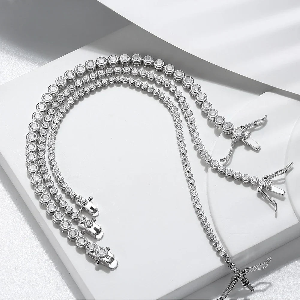 Shiny Tennis Bracelet 925 Sterling Silver 1.5/2/3mm Clear Cubic Zirconia for Women Luxury Chain Bracelet Jewelry SB143