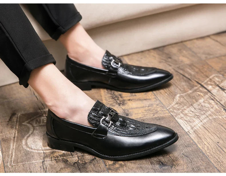 New Dress Leather Lofers Men Classic Casual Business Shoes For Men Social Party Leather Shoes Slip On Wedding Office Shoes Male