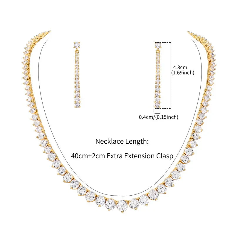 Brand New Arrival Elegant Cubic Zirconia Bridal Necklace and Drop Earring Set for Wedding or Party Jewelry Gifts