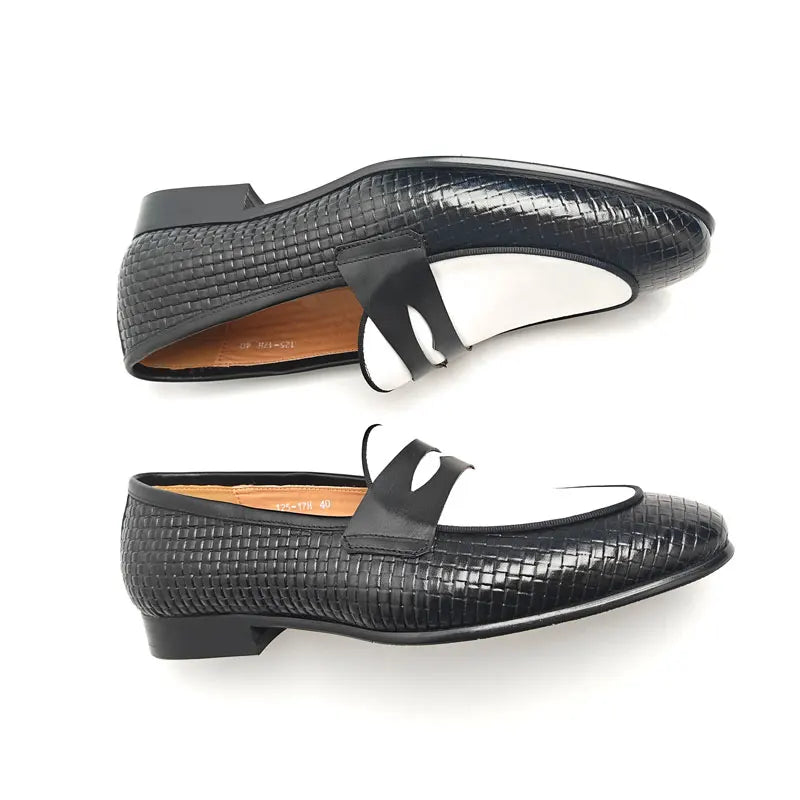 Fashion Trendy Loafers For Men Handmade Genuine Leather Comfortable Slip On Casual Man's Shoes in Black and White Career Wearing