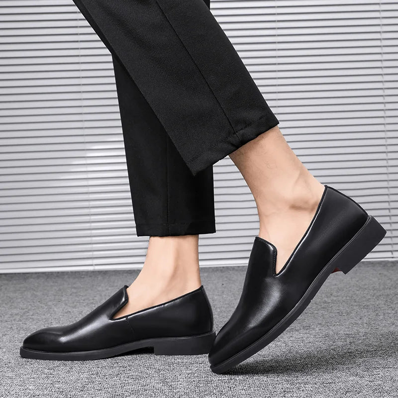 Italian brand mens Loafers Men's brown daily soft sole red sole patent leather shoes Outdoor business dress shoes big size：38-48
