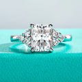 3ct Radiant Cut D Color Moissanite Engagement Ring 18K Gold Plated Luxurious Wedding Ring Women Jewelry Wholesale
