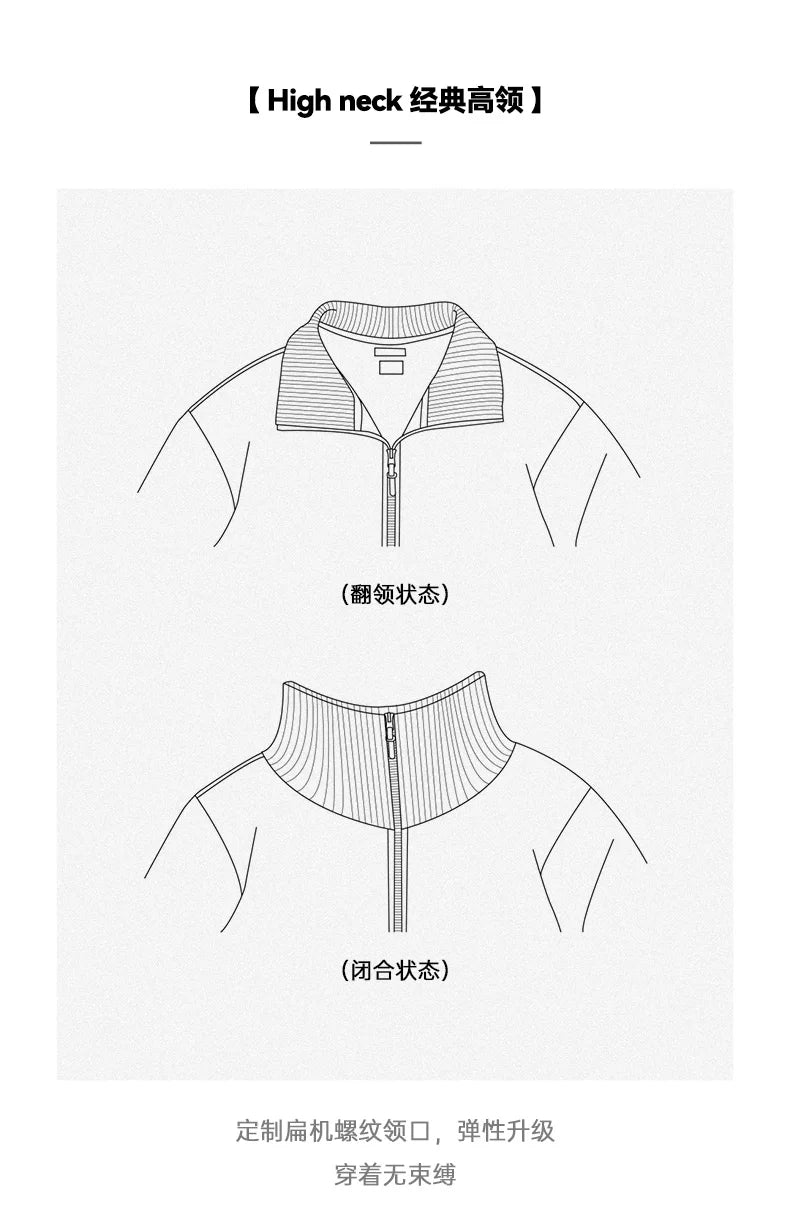 Men's High Neck Warm Jacket Polar Fleece Lining Thickened Coat Casual Sports Style Cardigan Sweater Vintage Tennis Jacket