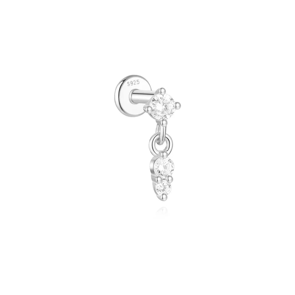 Heart Round Ball Flat Helix Piercing Earring 925 Sterling Silver Ear Studs Geometric Zircon Exquisite Trinket Studs Aretes