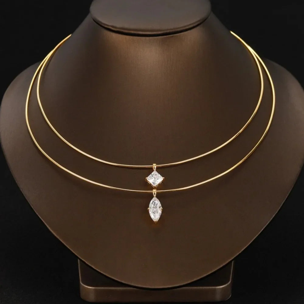 2/3Carat Round/Oval/Princess/Pear Cut Moissanite Pendant Necklace 925 Sterling Silver Solitaire Diamond Neck Chain for Women