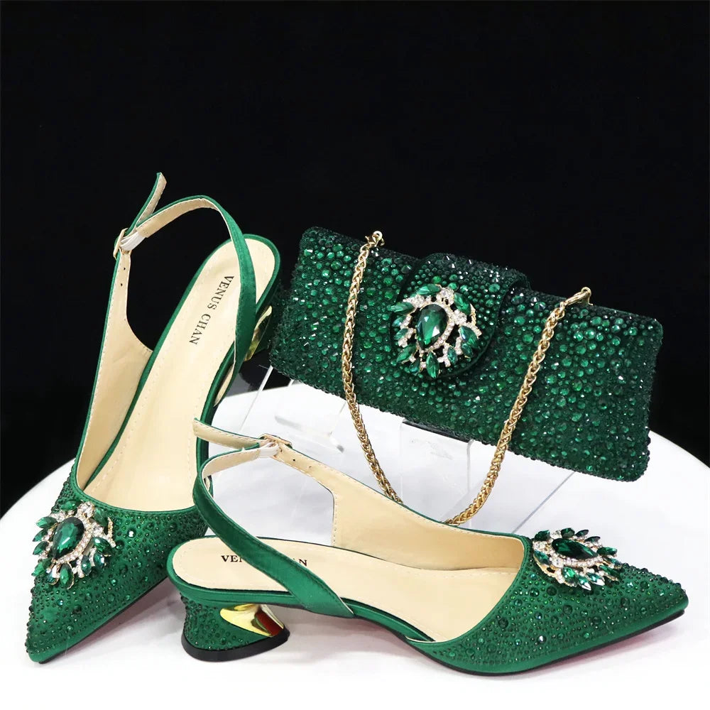 Hollow Design Women Shoes Matching Bag in Champagne Color Mature for Party