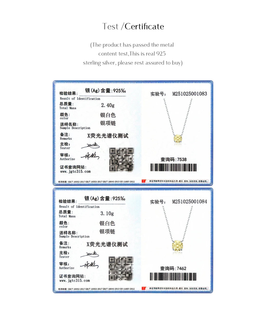 925 Sterling Silver Pendant Necklace Dazzling Light Yellow Rose Cut Zirconia Necklaces For Women Fine Jewelry