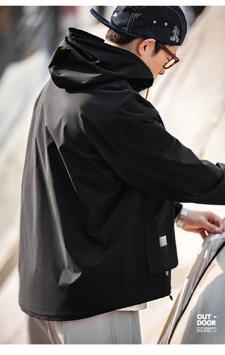 Casual Outdoor Multi-pocket Hooded Men's Jackets Spring Fall Loose Windbreak Parka Ginger Climbing Outerwear Track Jacket