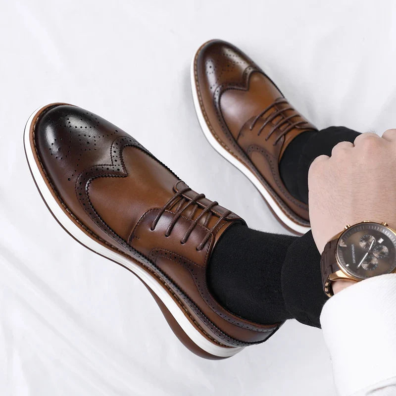 High End British Style Office Business Dress Shoes Men's Casual Leather Thick Soled Simple Walking Shoes Fashion Oxford Shoes