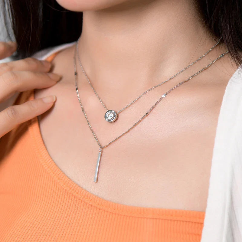 GRA Certified 6.5mm Sparkling Moissanite Round Pendant Necklace for Women 925 Sterling Silver Wedding Fine Jewelry Gift