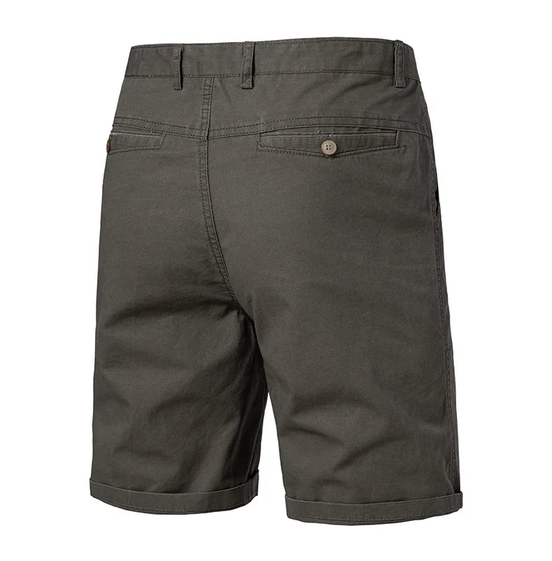 Classic Mens 100% Cotton Casual Shorts Khaki Grey Navy Black Knee Shorts American Style Streetwear Golf Shorts