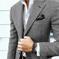 Slim Fit Men's Blazer Houndstooth Casual Italian Style Man Suit Jacket Notched Lapel 1 Pc Check Wedding Coat for Prom Party 2024