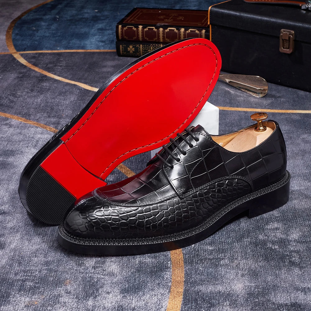 Luxury Man Dress Shoes Increased Height Oxfords Shoe Genuine Cowhide Leather Crocodile Pattern Elegant Wedding Male Footwear