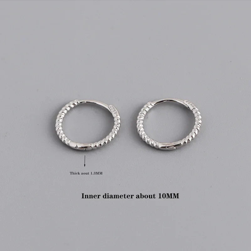 925 Sterling Silver Fashion Piercing Charm Twist Huggies Hoop Earrings for Women Rock Gothic Unisex Jewelry Ear Buckles