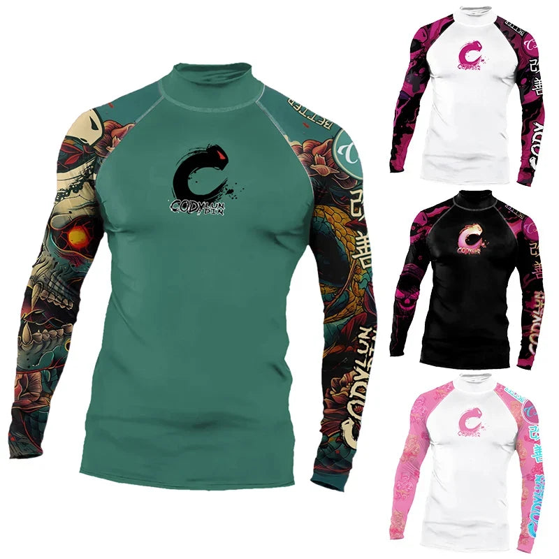 Men's Sports T -shirt Quickly Drying Bodybuilding Fitness Tight Rashguard UV Protection Swimsuit Swimming Shirt Surfing Rash
