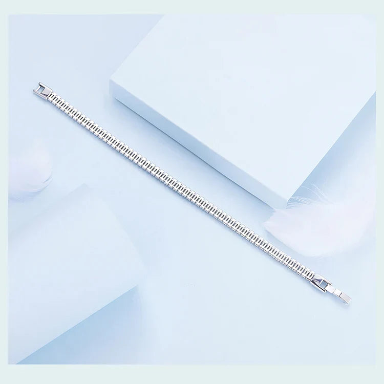 Authentic Shining Square Zircon Bracelet Plated Platinum for Women Gift Exquisite Fashion Jewelry YIB055